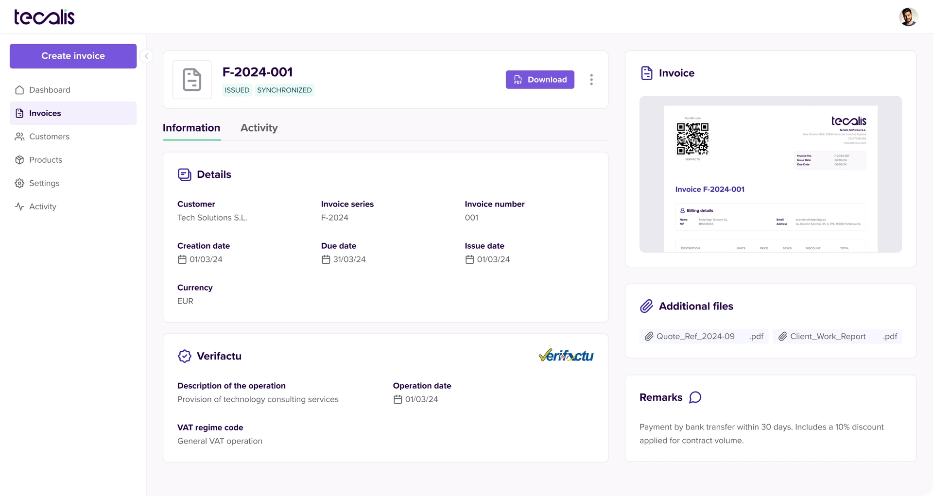 Create and issue e-invoices