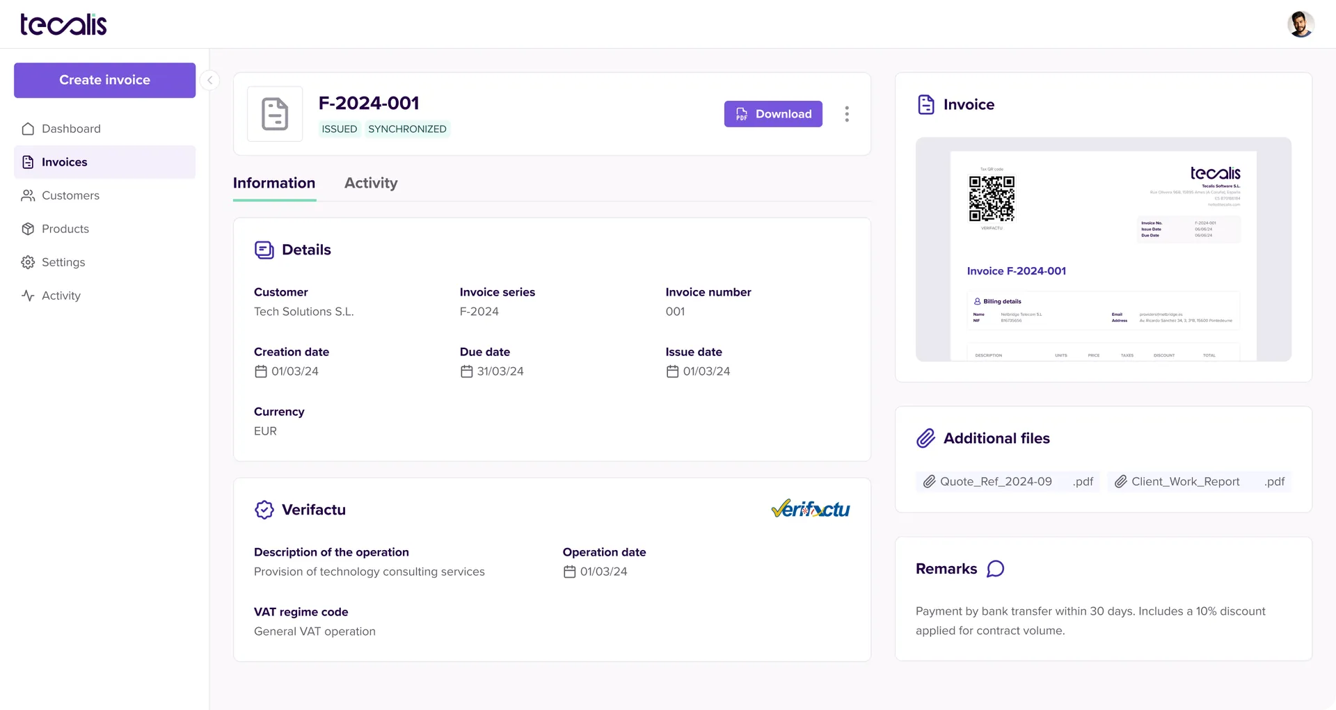 Create and issue e-invoices