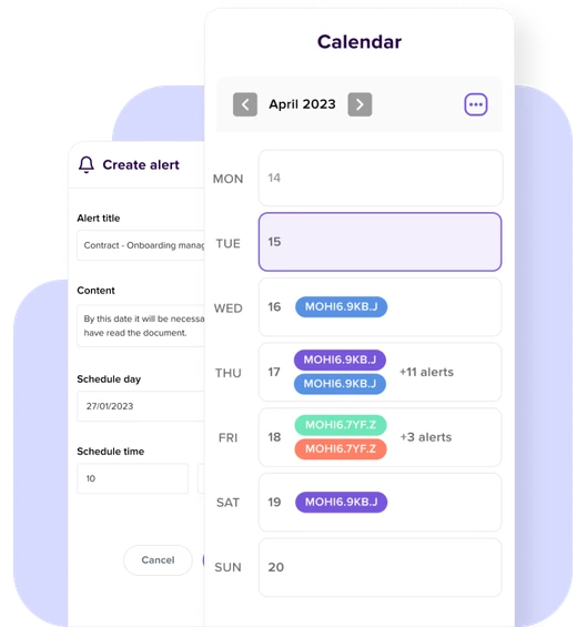 Schedule of sendings in calendar