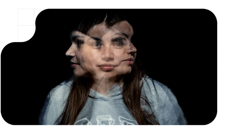 Woman with head in different positions to get scanned for a deepfake