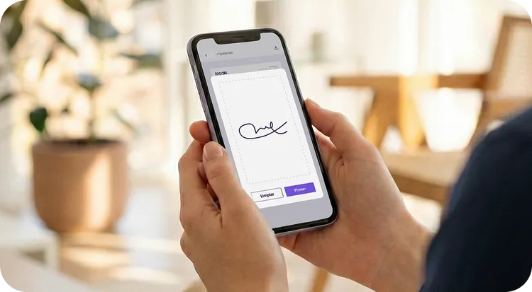 Mobile screen displaying a digital signature made with Tecalis Sign.