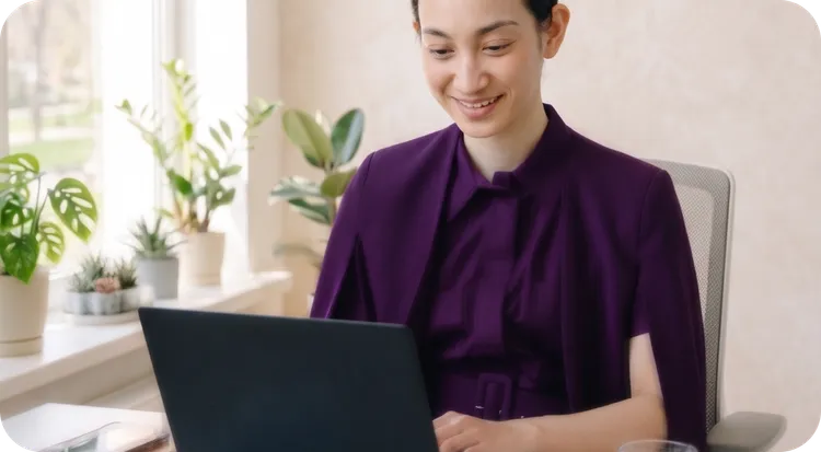Professional managing the long-term validation of a signature on a laptop.