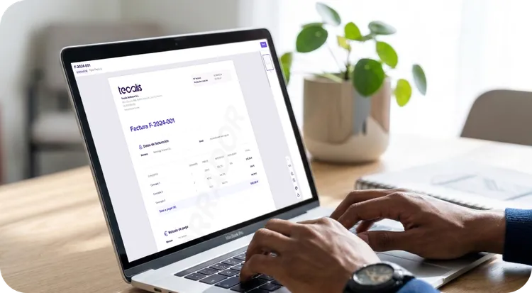  A professional checking out the free Verifactu software options for their business on their laptop.